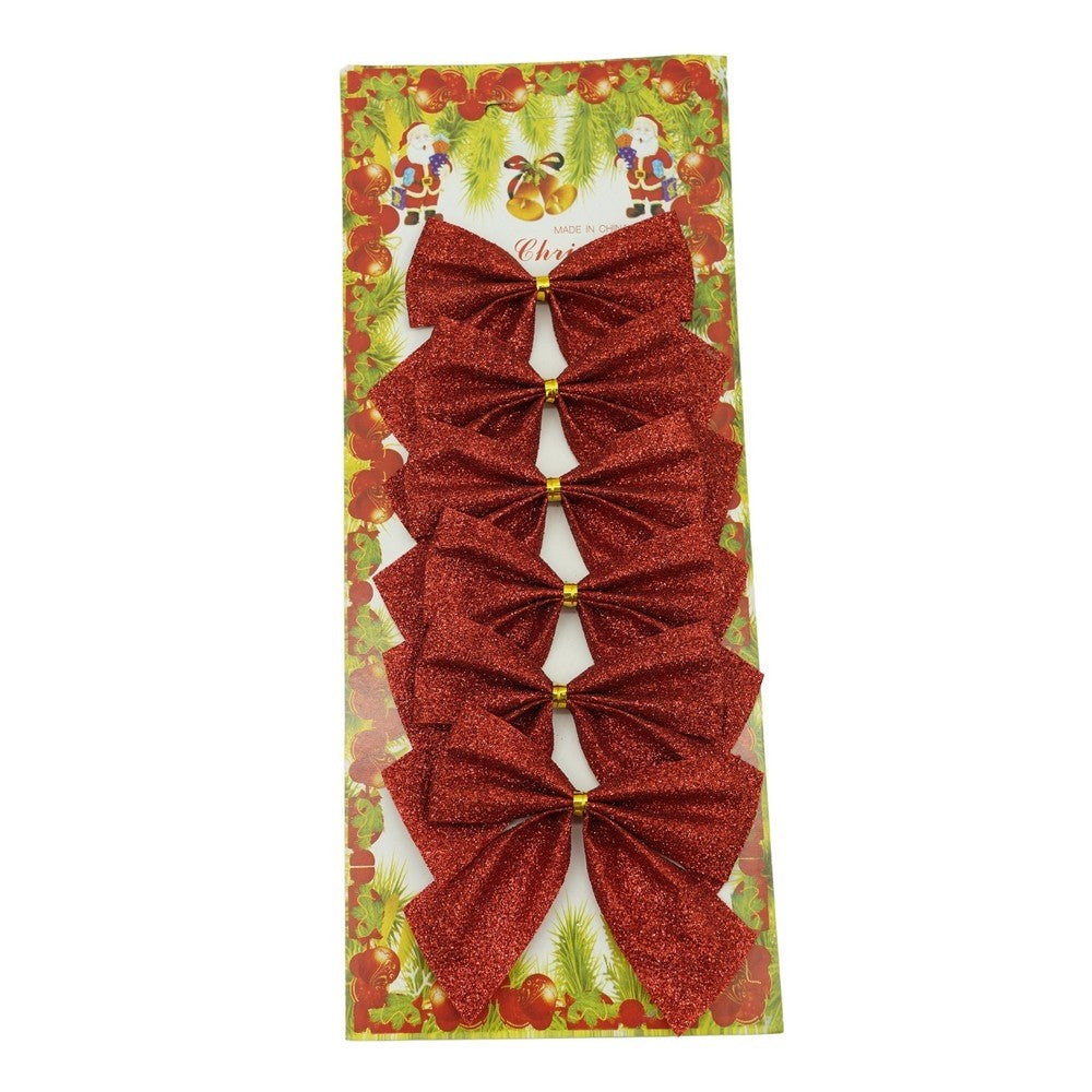 Set 6 fundite pentru brad, Rosii, clasice, cu sclipici, 8 x 9 cm, din poliester, Flippy-0