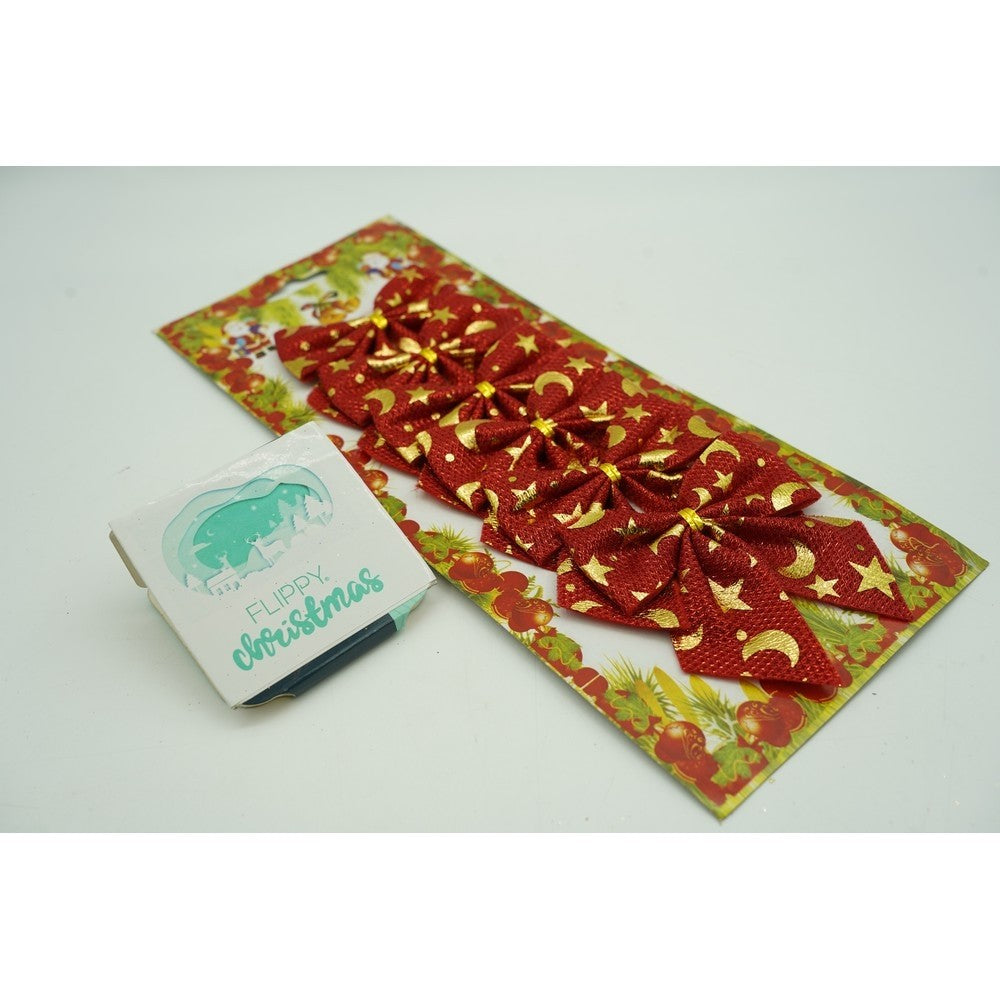Set 6 fundite pentru brad, Rosii, cu stelute , 8 x 8 cm, din poliester, Flippy-1