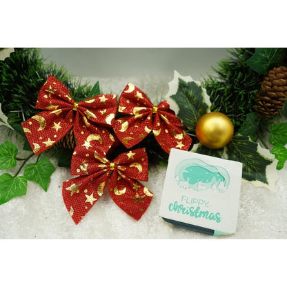 Set 6 fundite pentru brad, Rosii, cu stelute , 8 x 8 cm, din poliester, Flippy-4