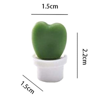 Set 6 Magneti de Frigider, Flippy, Model Cactusi in Ghiveci, din ABS si Magnet, Verde/Alb-1