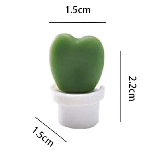 Set 6 Magneti de Frigider, Flippy, Model Cactusi in Ghiveci, din ABS si Magnet, Verde/Alb-1