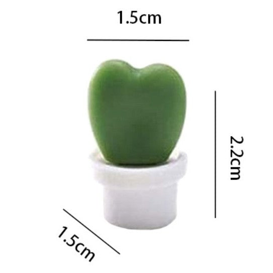 Set 6 Magneti de Frigider, Flippy, Model Cactusi in Ghiveci, din ABS si Magnet, Verde/Alb-1