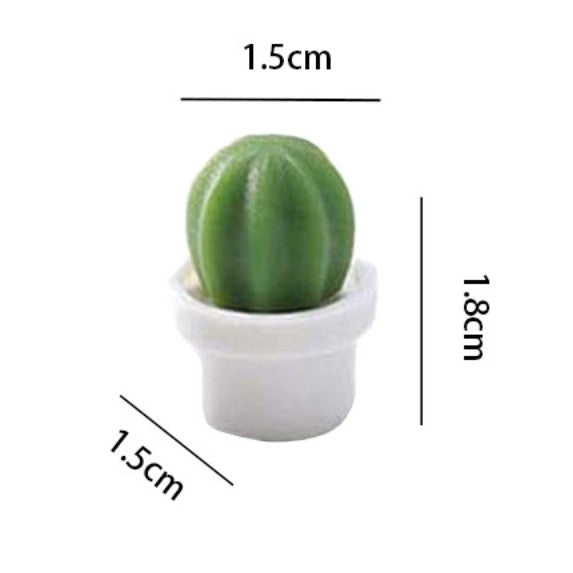 Set 6 Magneti de Frigider, Flippy, Model Cactusi in Ghiveci, din ABS si Magnet, Verde/Alb-2