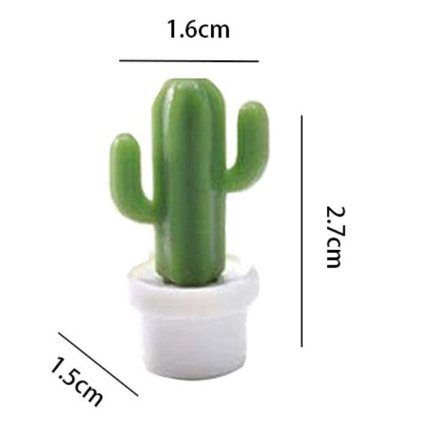 Set 6 Magneti de Frigider, Flippy, Model Cactusi in Ghiveci, din ABS si Magnet, Verde/Alb-3