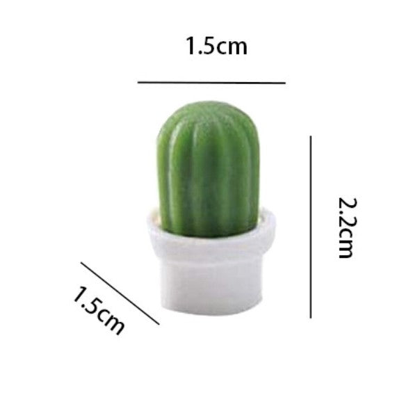 Set 6 Magneti de Frigider, Flippy, Model Cactusi in Ghiveci, din ABS si Magnet, Verde/Alb-4