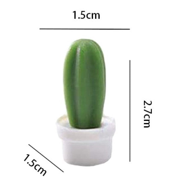 Set 6 Magneti de Frigider, Flippy, Model Cactusi in Ghiveci, din ABS si Magnet, Verde/Alb-5