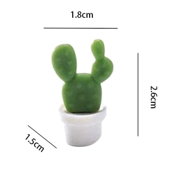 Set 6 Magneti de Frigider, Flippy, Model Cactusi in Ghiveci, din ABS si Magnet, Verde/Alb-6
