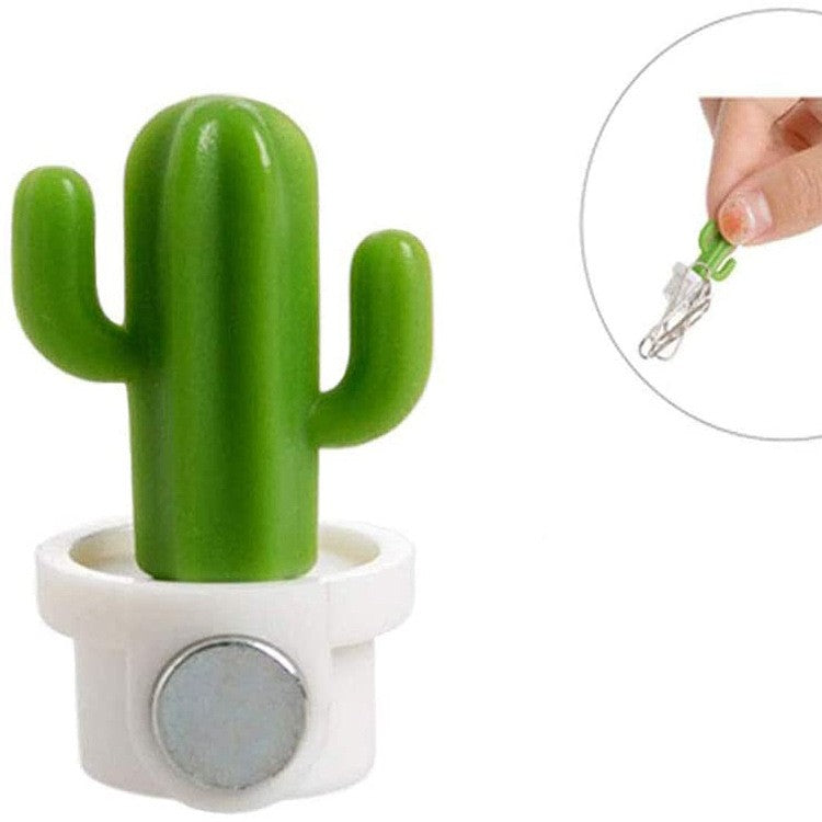 Set 6 Magneti de Frigider, Flippy, Model Cactusi in Ghiveci, din ABS si Magnet, Verde/Alb-9