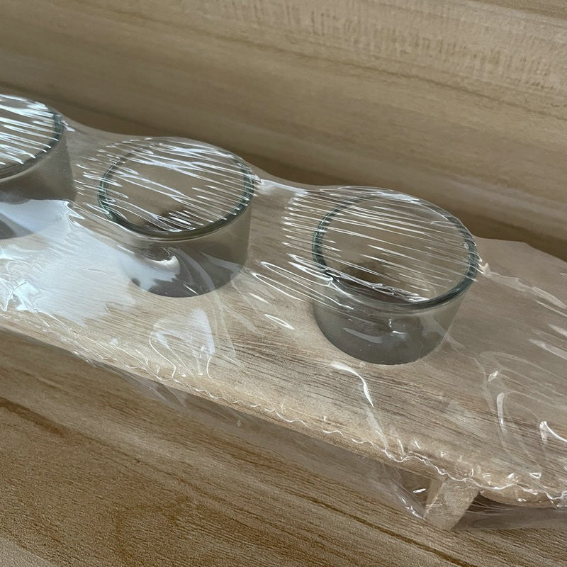 Set 6 Pahare Shot din Sticla Flippy, cu Suport din Lemn, Design Rustic, 49.5 x 7 x 6.5 cm, Maro-3