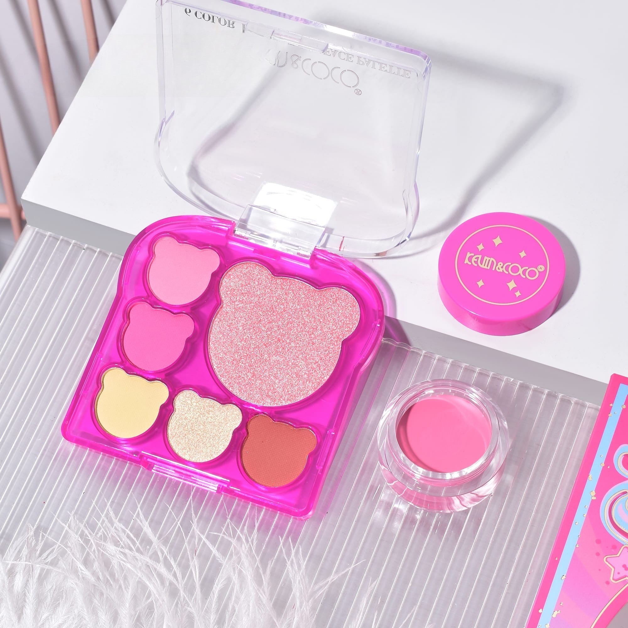 Set 6 Produse de Machiaj, KEVIN & COCO, Pink Bear, 16.2 x 16 x 2.5 cm-2