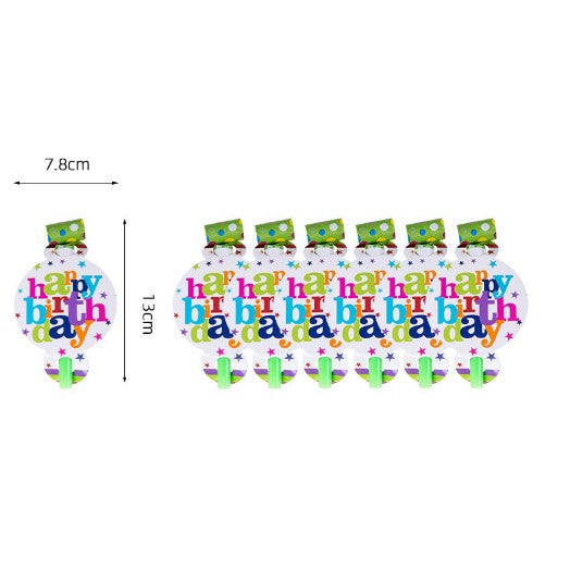 Set 6 Suflatori Happy Birthday, Flippy, pentru Petrecere, 13x7.8 cm, Multicolor-0