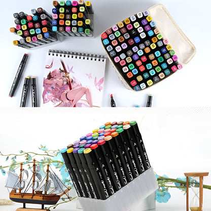 Set 60 Markere Duble cu Alcool Touch Room, Geanta Inclusa, Flippy, Model 1 Multicolor-4