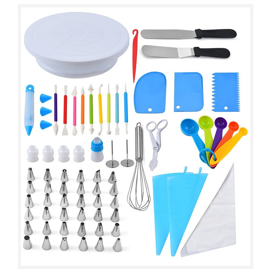 Set 66 Piese Ustensile pentru Ornare Prajituri, Flippy, din Plastic si Otel Inoxidabil, Multicolor-2