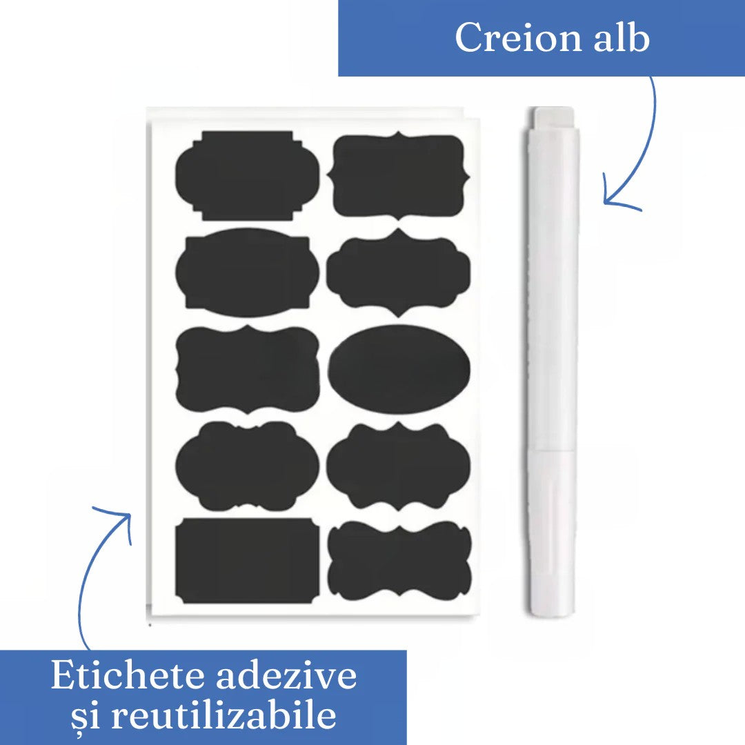 Set 7 Recipiente Organizare Alimente, Flippy, Inchidere Etansa, Etichete Reutilizabile, Cupe Masurare, 4 Dimensiuni Diferite, din Plastic Dur, Transparent-3