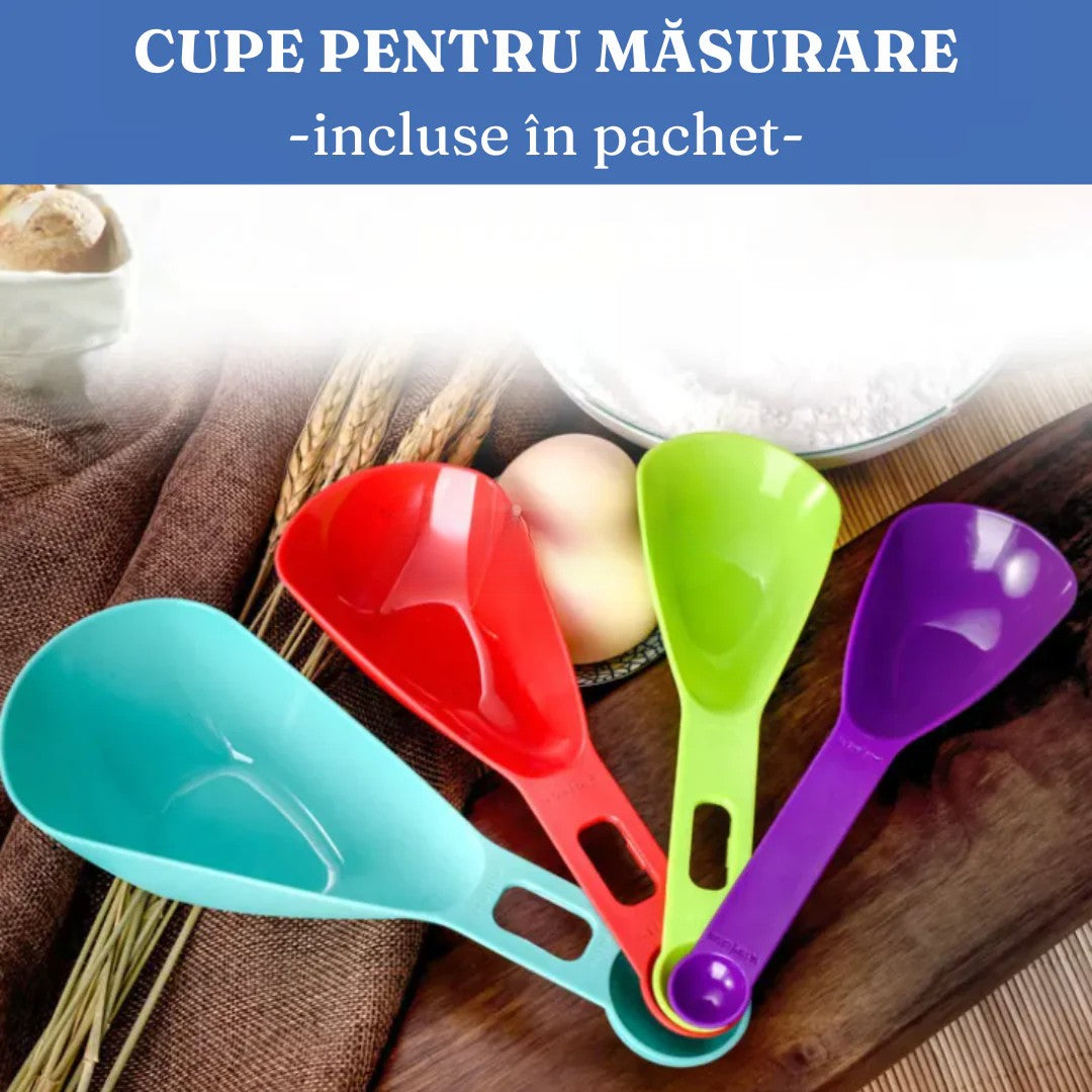 Set 7 Recipiente Organizare Alimente, Flippy, Inchidere Etansa, Etichete Reutilizabile, Cupe Masurare, 4 Dimensiuni Diferite, din Plastic Dur, Transparent-4