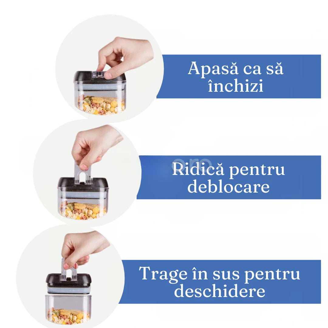 Set 7 Recipiente Organizare Alimente, Flippy, Inchidere Etansa, Etichete Reutilizabile, Cupe Masurare, 4 Dimensiuni Diferite, din Plastic Dur, Transparent-5