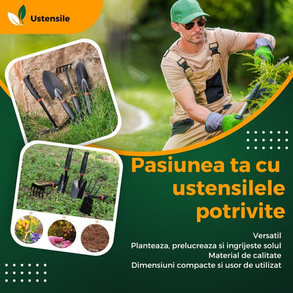 Set 7 Unelte de Gradina Flippy, pentru Plantare Prelucrare Sol si Ingrijire Plante, Material PVC si cardboard, 31.5 x 8 cm, negru-2