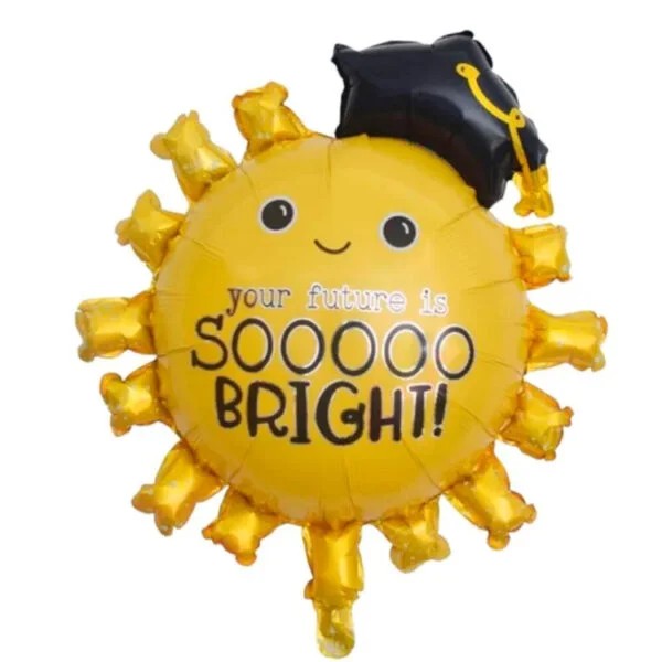 Set 8 Baloane din Folie Metalizată si din Latex, Flippy, Figurine Soare 77x67cm, Stea si Hexagon 45 cm, Baloane Latex 30 cm, Tema Absolvire, Ambalaj Individual, Pai Inclus, Umflare cu Aer sau Heliu, Multicolor-7