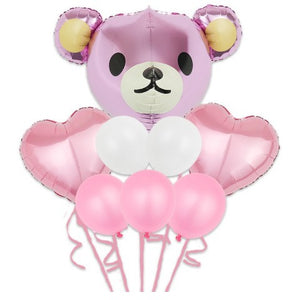 Set 8 Baloane folie si latex Baby Girl, Ursulet, 60 cm-0