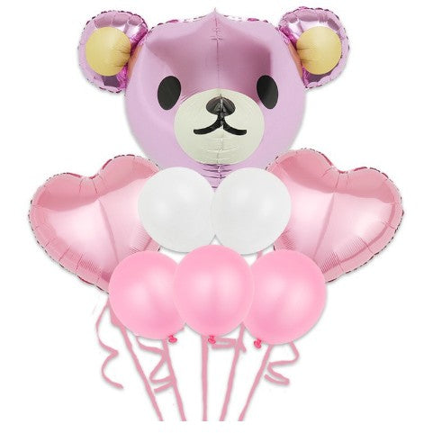 Set 8 Baloane folie si latex Baby Girl, Ursulet, 60 cm-0