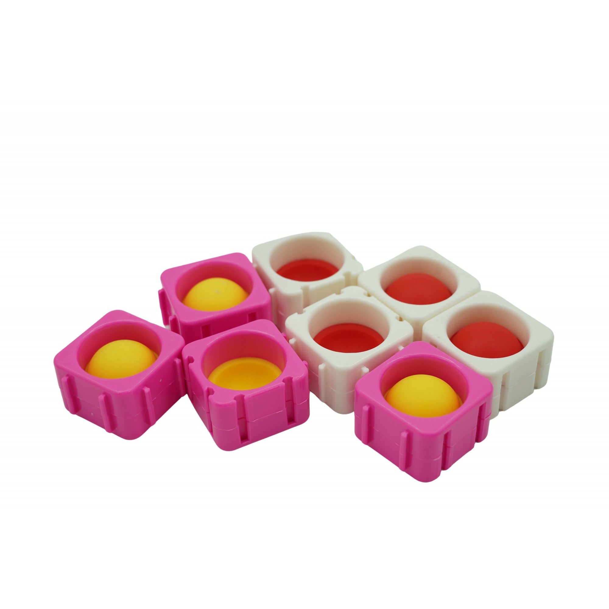 Set 8 blocuri de constructie din silicon, Pop Bubble, Fidget Toy, Puzzle, Multicolor-0