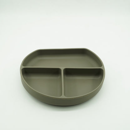 Set 8 piese diversificare bebelusi si copii din silicon Flippy, baveta, farfurie compartimentata cu ventuza, bol cu ventuza, tacamuri din lemn si silicon, cana pentru gustari, fara alergeni, verde inchis-2
