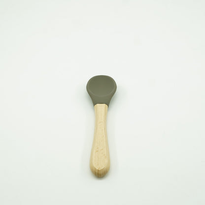 Set 8 piese diversificare bebelusi si copii din silicon Flippy, baveta, farfurie compartimentata cu ventuza, bol cu ventuza, tacamuri din lemn si silicon, cana pentru gustari, fara alergeni, verde inchis-4