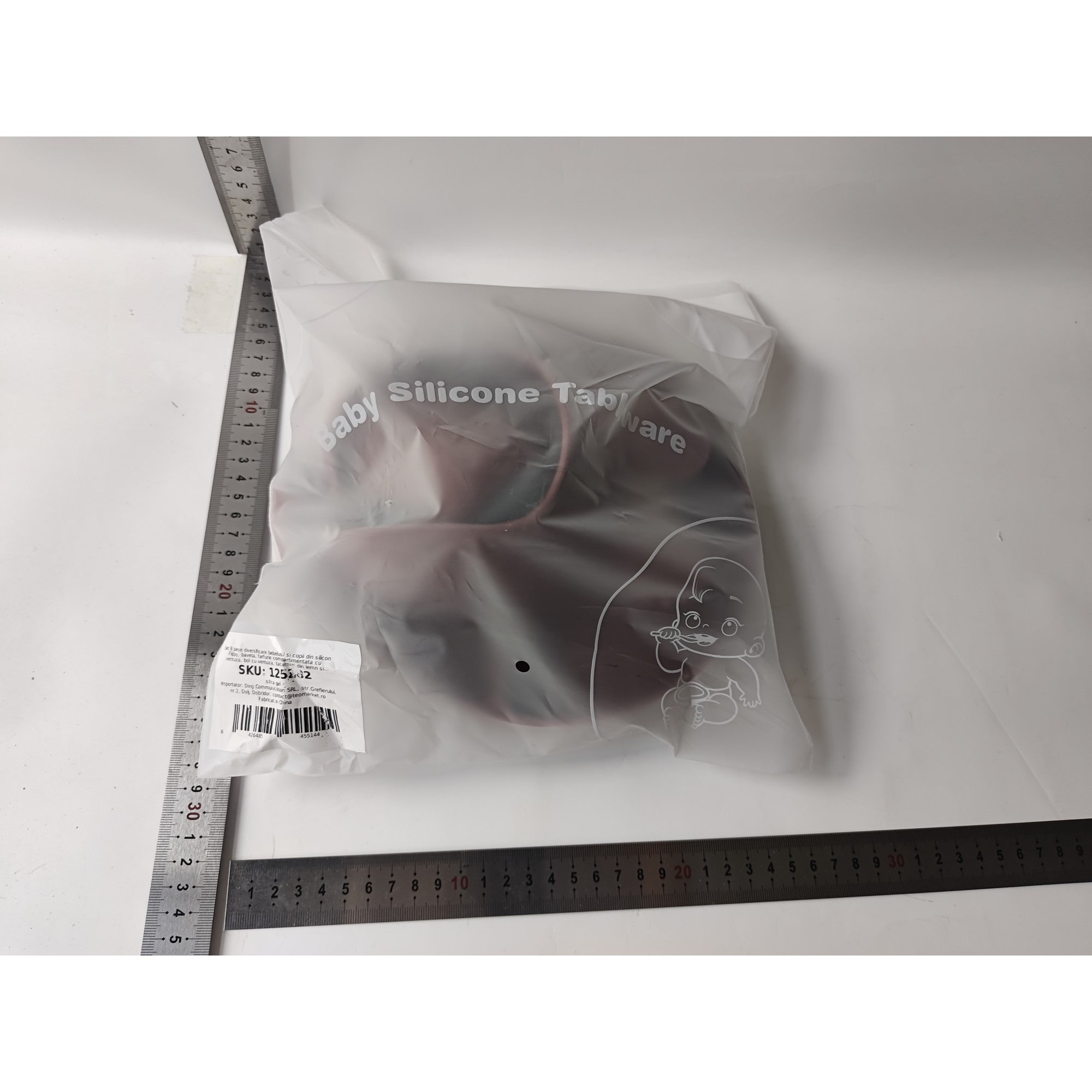 Set 8 piese diversificare bebelusi si copii din silicon Flippy, baveta, farfurie compartimentata cu ventuza, bol cu ventuza, tacamuri din lemn si silicon, cana pentru gustari, fara alergeni, maro-7