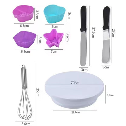 Set 80 Piese Ustensile pentru Ornare Prajituri, Flippy, din Plastic si Otel Inoxidabil, Forme Briose, Multicolor-1