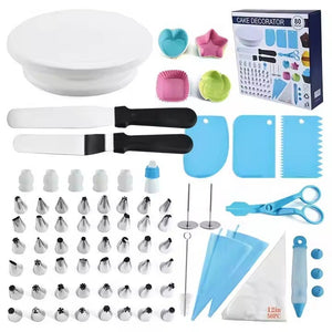 Set 80 Piese Ustensile pentru Ornare Prajituri, Flippy, din Plastic si Otel Inoxidabil, Forme Briose, Multicolor-0