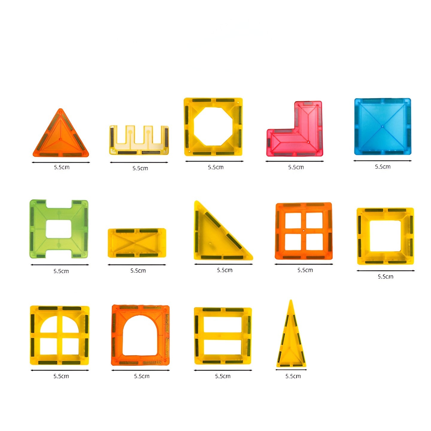 Set 88 Piese Magnetice de Constructie, Flippy, Piese 5.5 cm, Magnetic Tiles, Forme Geometrice, 3 Ani, ABS, Magnet, 27.5 x 21.5 x 17 cm, Multicolor-1