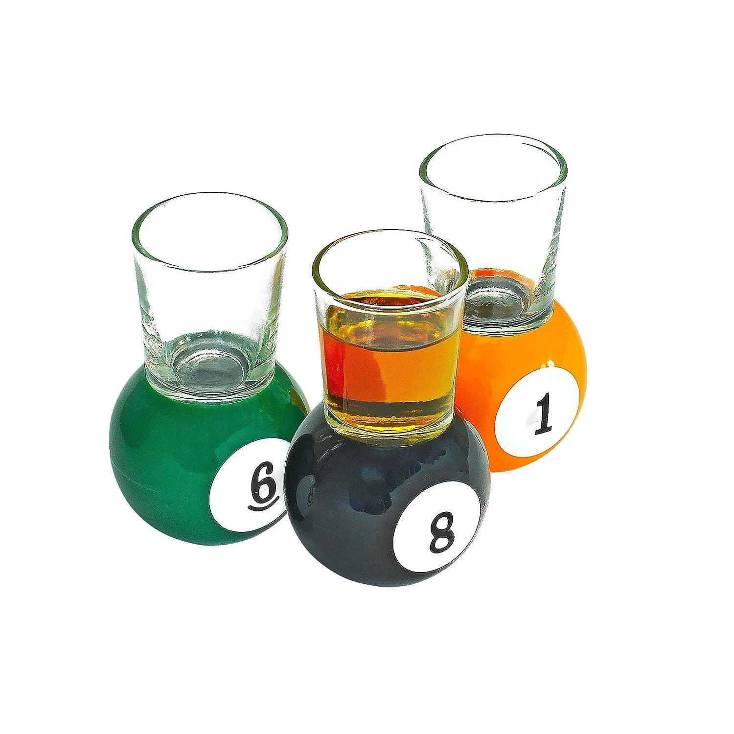 Set 9 pahare de shot Flippy, cu suport tip bila de biliard, detasabil, 30 ml, din sticla, 17 x 17 x 10 cm, multicolor-5