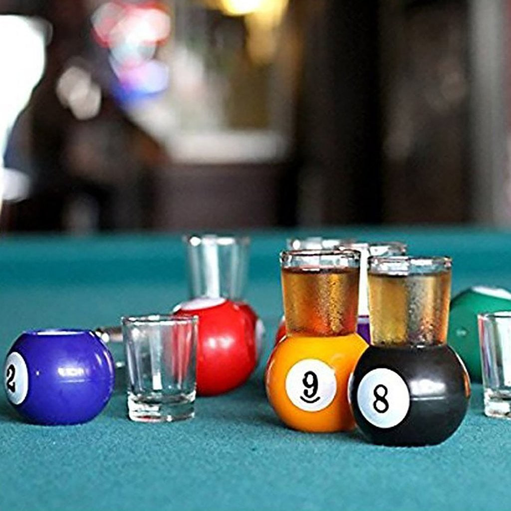 Set 9 pahare de shot Flippy, cu suport tip bila de biliard, detasabil, 30 ml, din sticla, 17 x 17 x 10 cm, multicolor-6