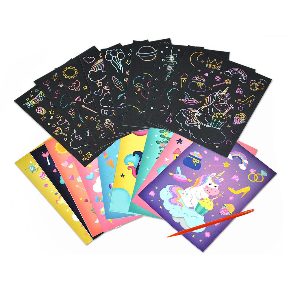 Set 9 Planse Razuibile, Flippy, Scratch ArtCards, +3 Ani, de Razuit si de Colorat, 19 x 14 cm, Model ZOO, Multicolor-5