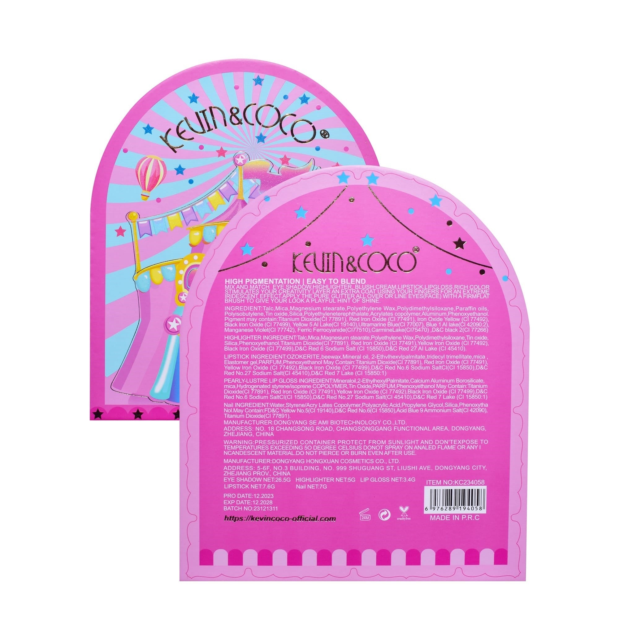 Set 9 Produse de Machiaj, KEVIN & COCO, Arch Circus, 27 culori, 17 x 22.5 x 3.3 cm-5