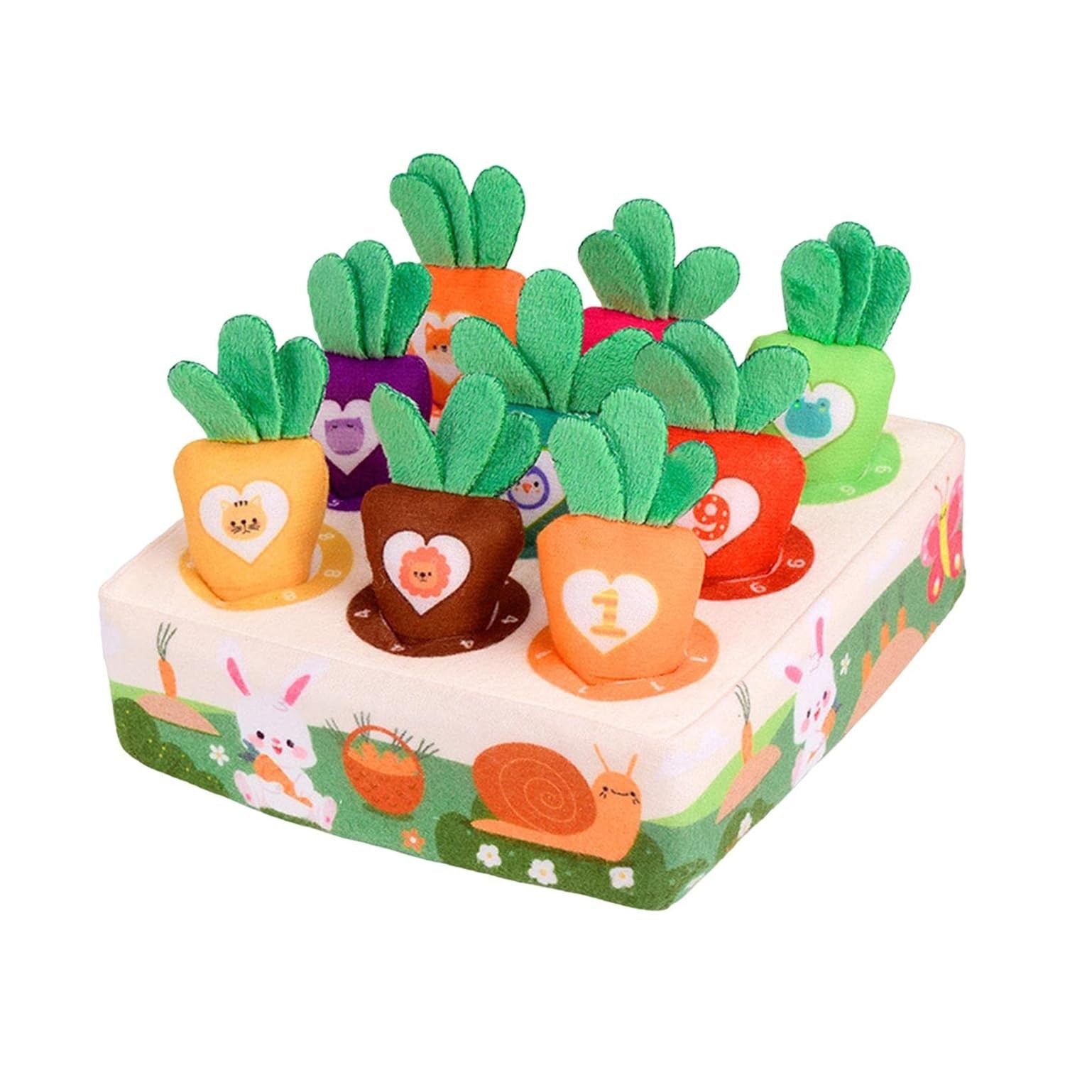 Jucarie Interactiva pentru Copii de Sortat pe Culori Montessori, Flippy, 9 Morcovi si Suport, Multicolor-0