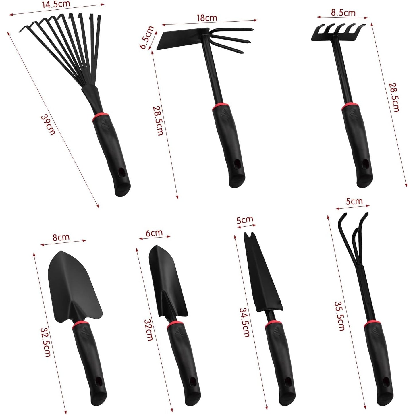 Set 9 Unelte de Gradina Flippy, pentru Plantare Prelucrare Sol si Ingrijire Plante, Material PVC si cardboard, 25 x 14.5 cm, negru-2