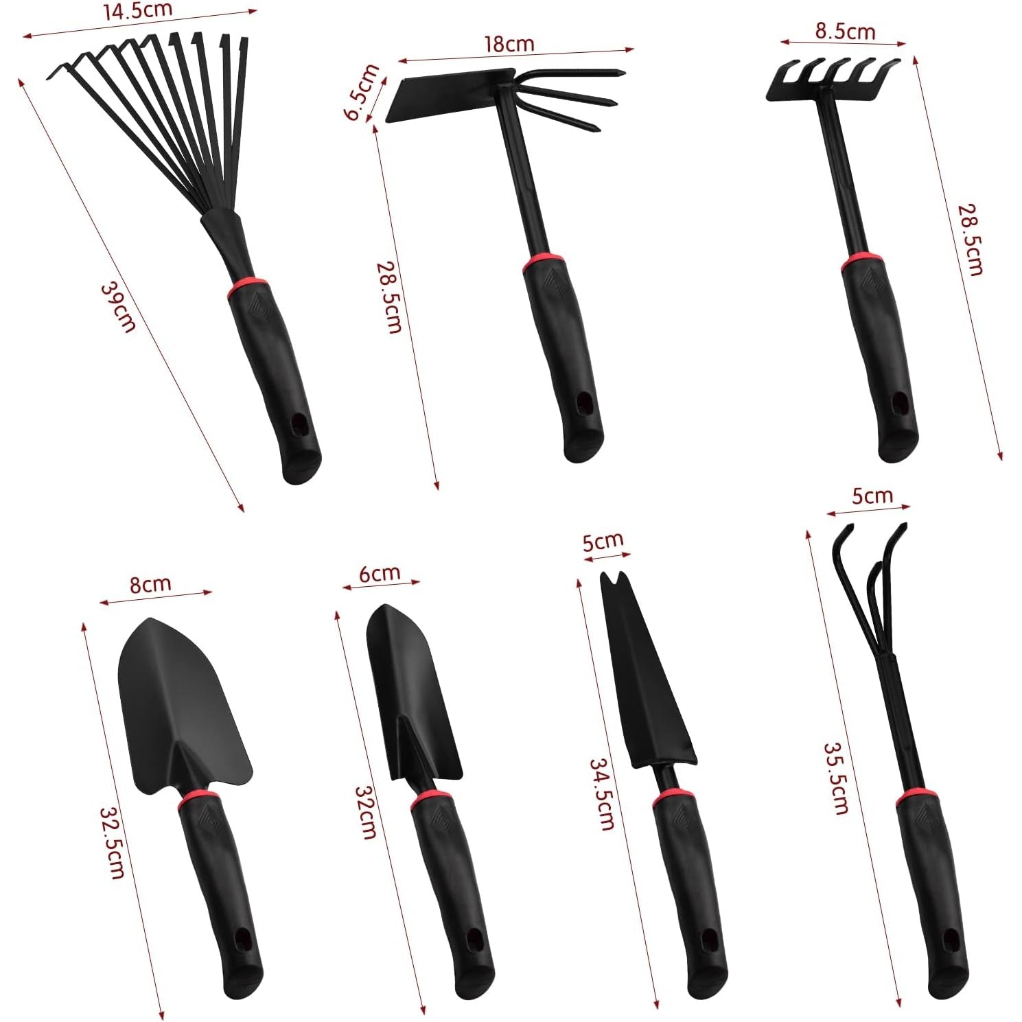 Set 9 Unelte de Gradina Flippy, pentru Plantare Prelucrare Sol si Ingrijire Plante, Material PVC si cardboard, 25 x 14.5 cm, negru-2