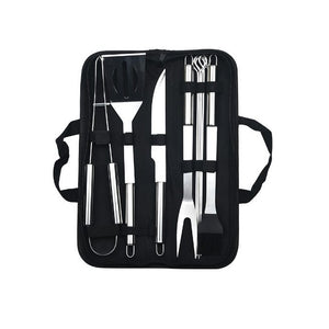 Set 9 Ustensile pentru Gratar, Flippy, din Otel Inoxidabil, Geanta Oxford, Argintiu-0
