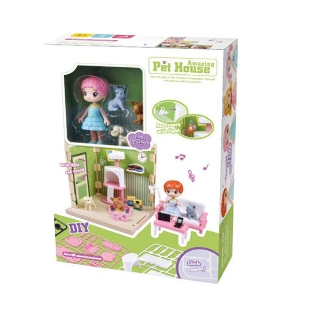 Set adapost pentru animalute Flippy, casa de papusi cu mobilier si ustensile, activitati distractive-7