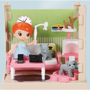 Set adapost pentru animalute Flippy, casa de papusi cu mobilier si ustensile, activitati distractive-0