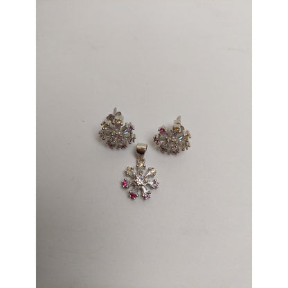 Set Argint 925 Floare cu Margini Colorate, Jolie Silver, 4.4g, 1.5 cm x 1.7 cm-1