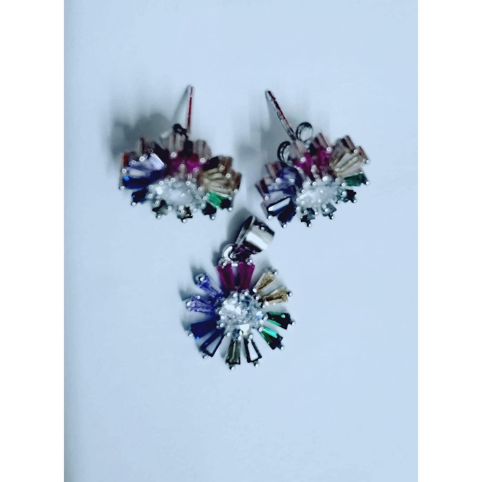 Set, Jolie Silver, Argint 925 Flori Multicolore cu Mijloc Alb Model 2-0