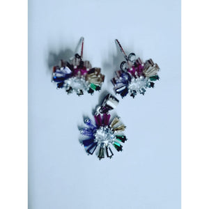 Set, Jolie Silver, Argint 925 Flori Multicolore cu Mijloc Alb Model 2-0
