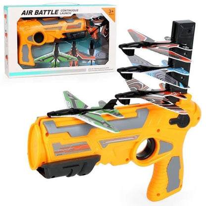 Set Arma de jucarie tip lansator de avioane, Air Battle, Portocaliu-0