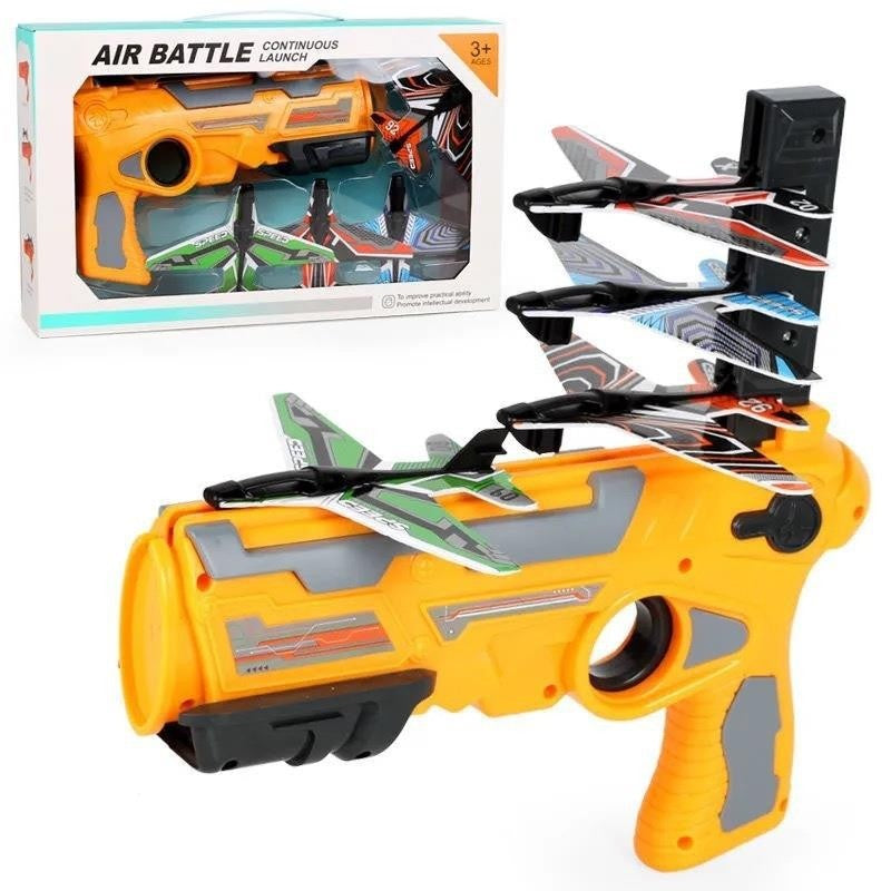 Set Arma de jucarie tip lansator de avioane, Air Battle, Portocaliu-0