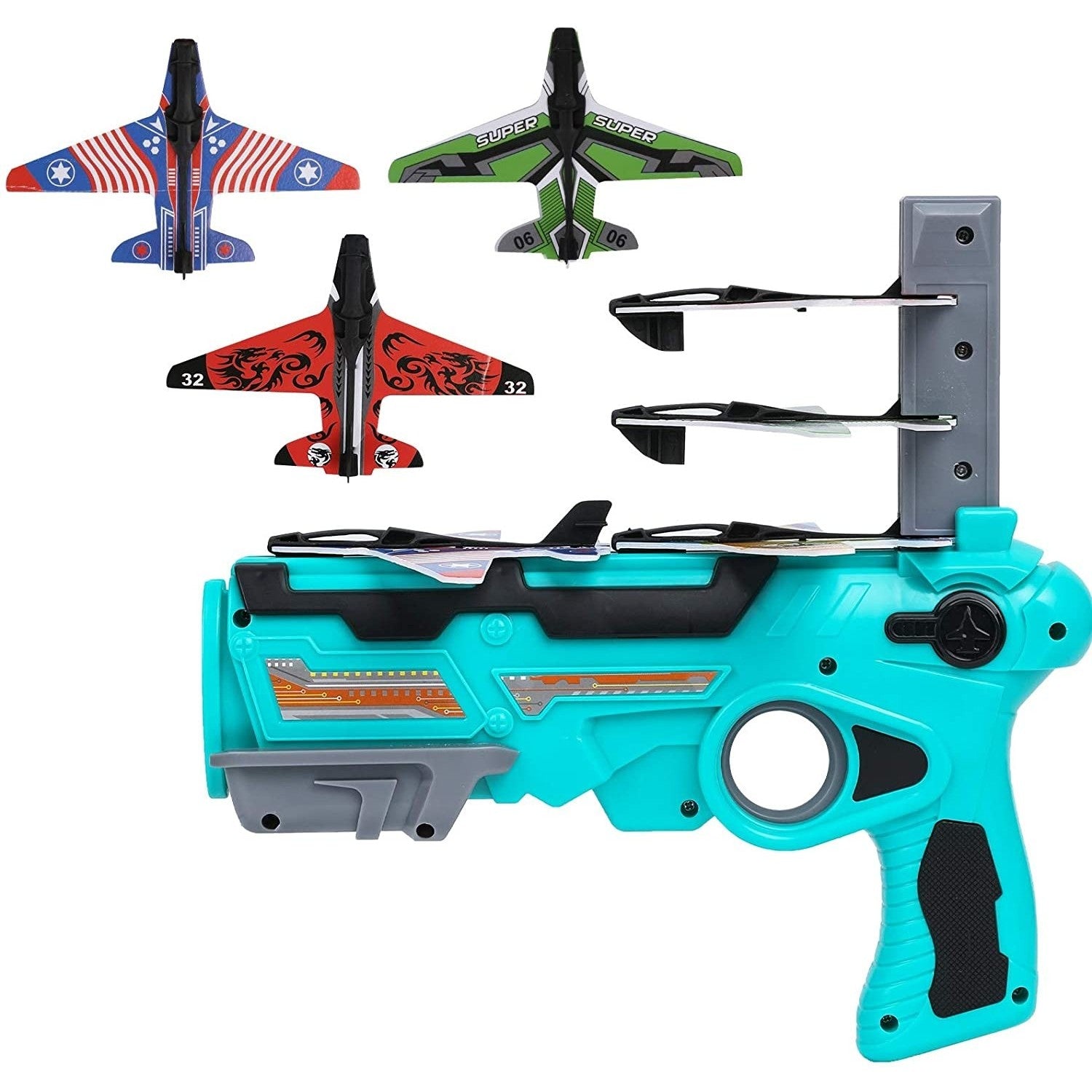 Set Arma de jucarie tip lansator de avioane, Air Battle, Turcoaz-1