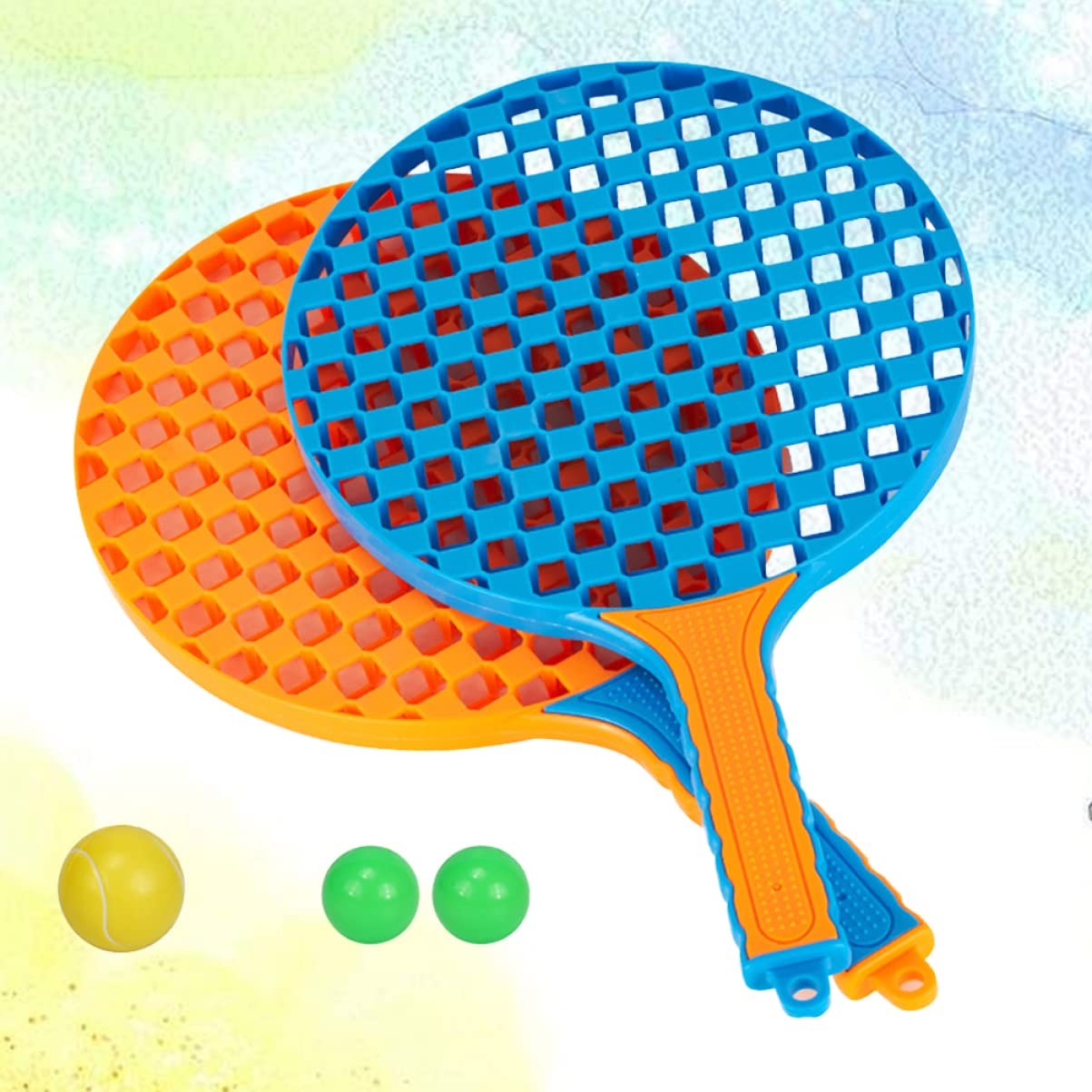Set  Badminton pentru Copii, Flippy, 2 Palete, 3 Mingi, Pentru Joaca si Antrenament, Albastru Portocaliu-1
