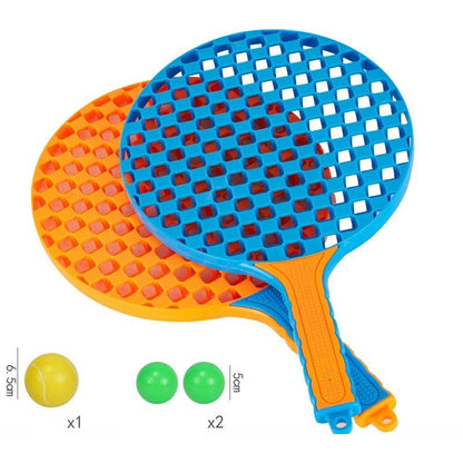 Set  Badminton pentru Copii, Flippy, 2 Palete, 3 Mingi, Pentru Joaca si Antrenament, Albastru Portocaliu-7