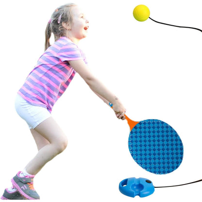 Set Badminton pentru Copii, Flippy, Doua Palete, Fluturas, 2 Mingi, Minge cu Elastic pentru Antrenament, Suport de Prindere Stabil, 41x23 cm, Albastru Portocaliu-6